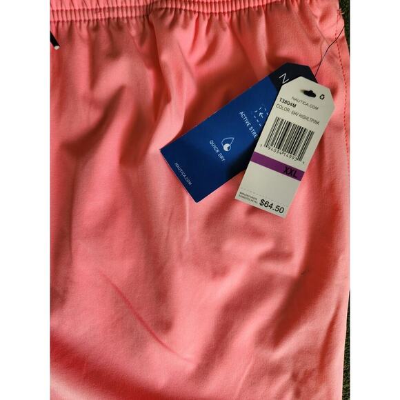 Nautica Men's Bright Pink Stretch Quick Dry Lined Drawstring Swim Trunks Sz XXL - Picture 6 of 7